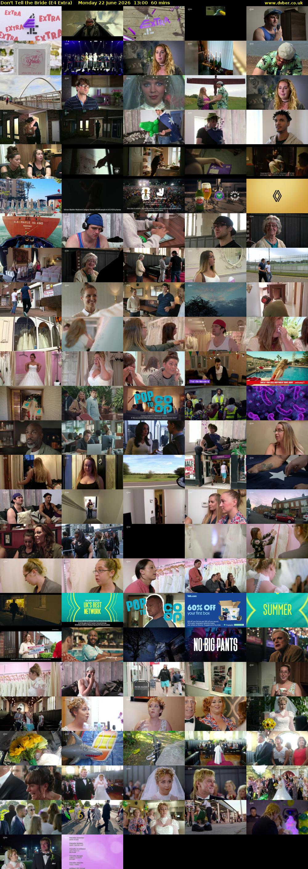 Don't Tell the Bride (E4 Extra) Monday 22 June 2026 13:00 - 14:00