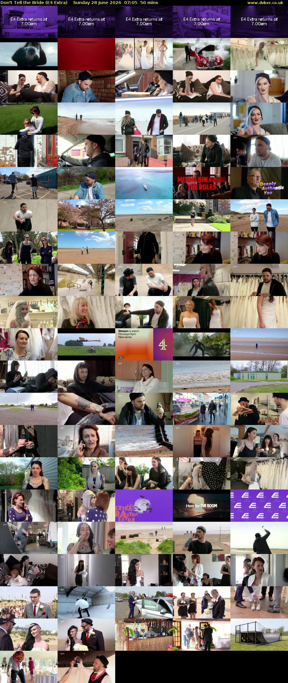 Don't Tell the Bride (E4 Extra) Sunday 28 June 2026 07:05 - 07:55