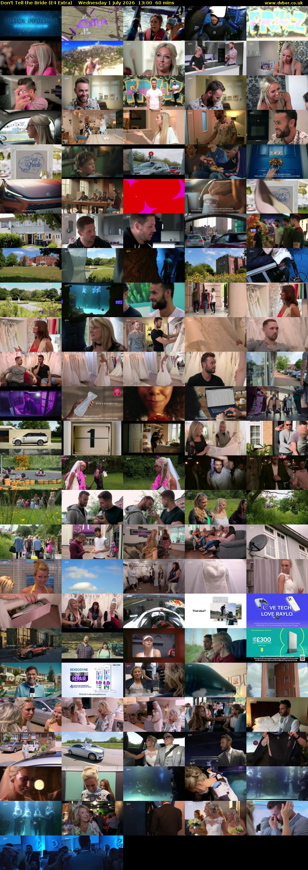 Don't Tell the Bride (E4 Extra) Wednesday 1 July 2026 13:00 - 14:00
