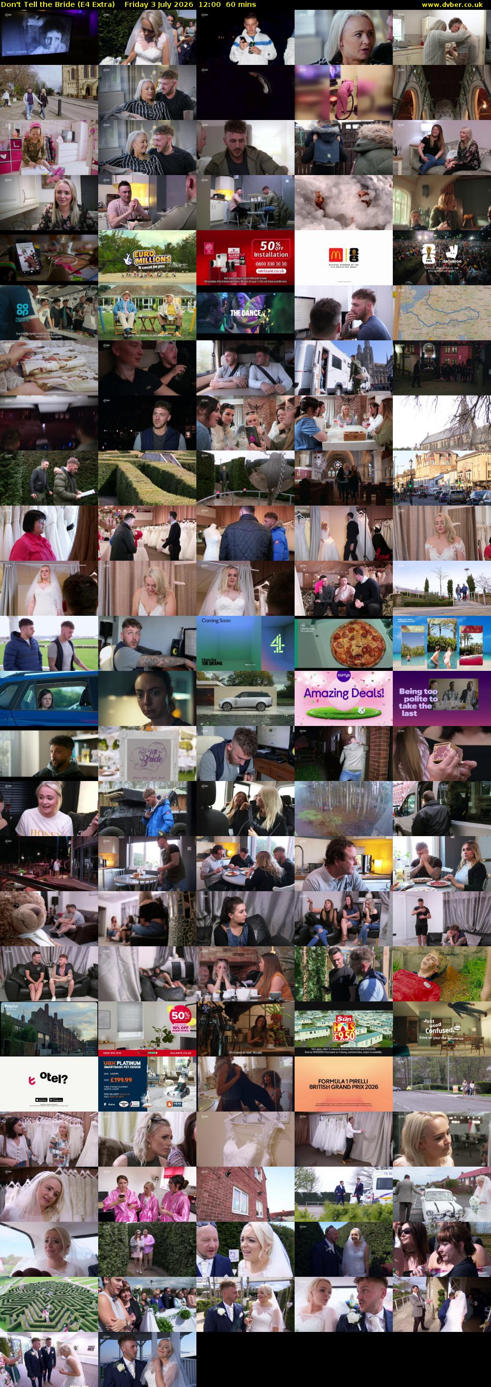 Don't Tell the Bride (E4 Extra) Friday 3 July 2026 12:00 - 13:00