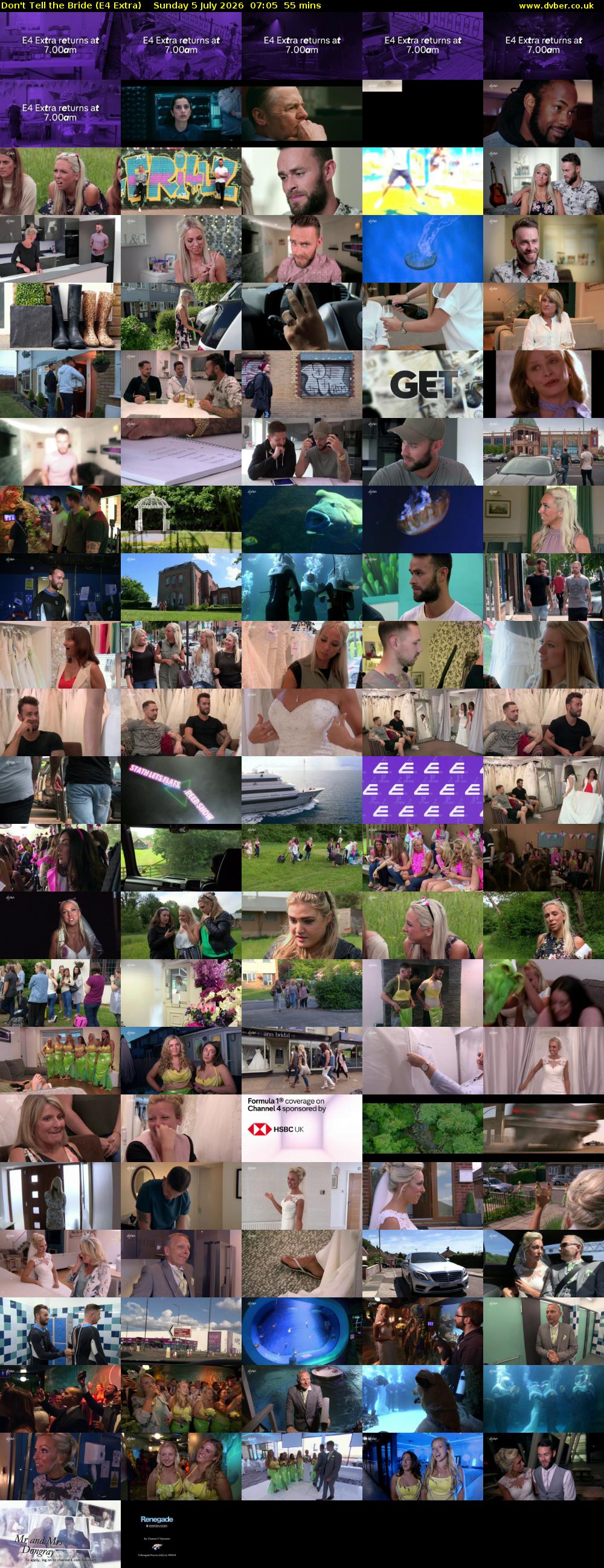 Don't Tell the Bride (E4 Extra) Sunday 5 July 2026 07:05 - 08:00