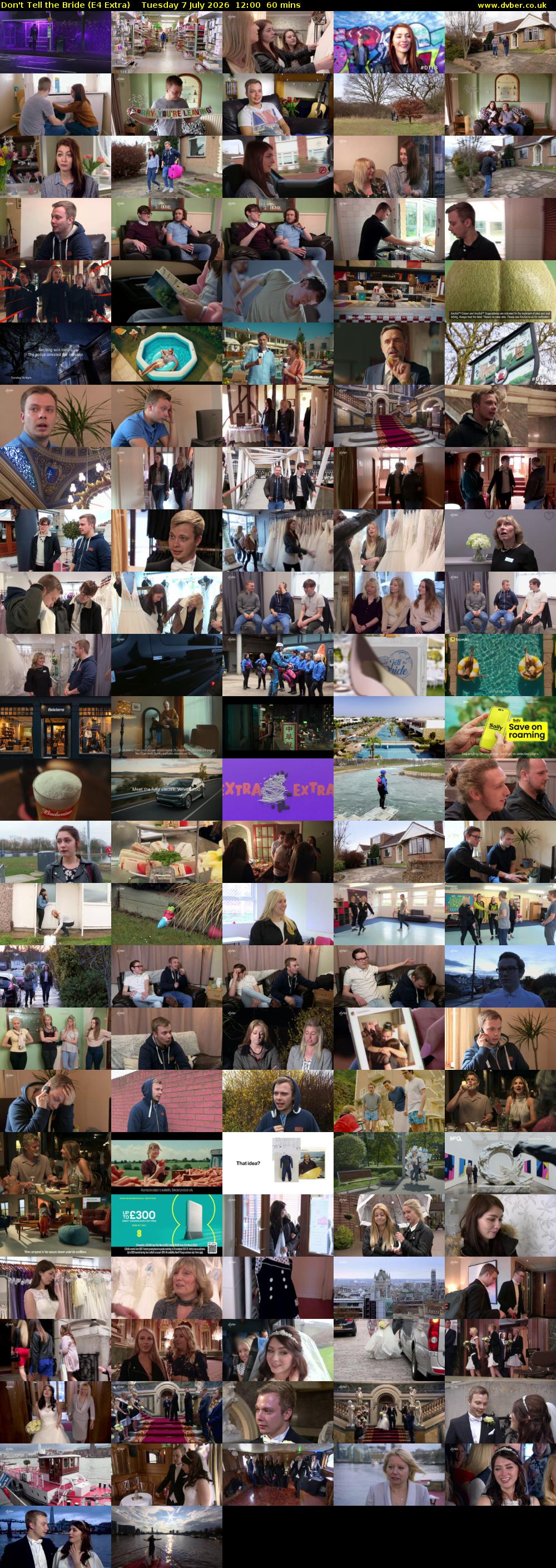 Don't Tell the Bride (E4 Extra) Tuesday 7 July 2026 12:00 - 13:00