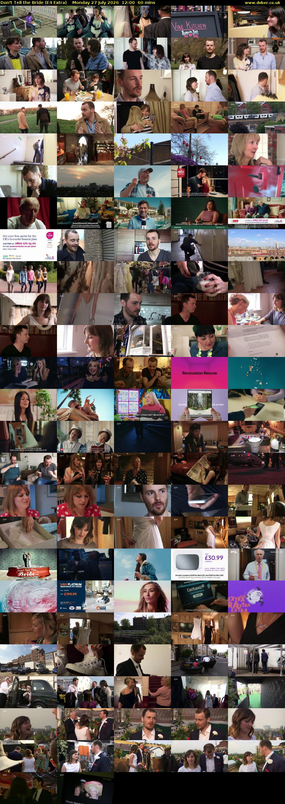Don't Tell the Bride (E4 Extra) Monday 27 July 2026 12:00 - 13:00