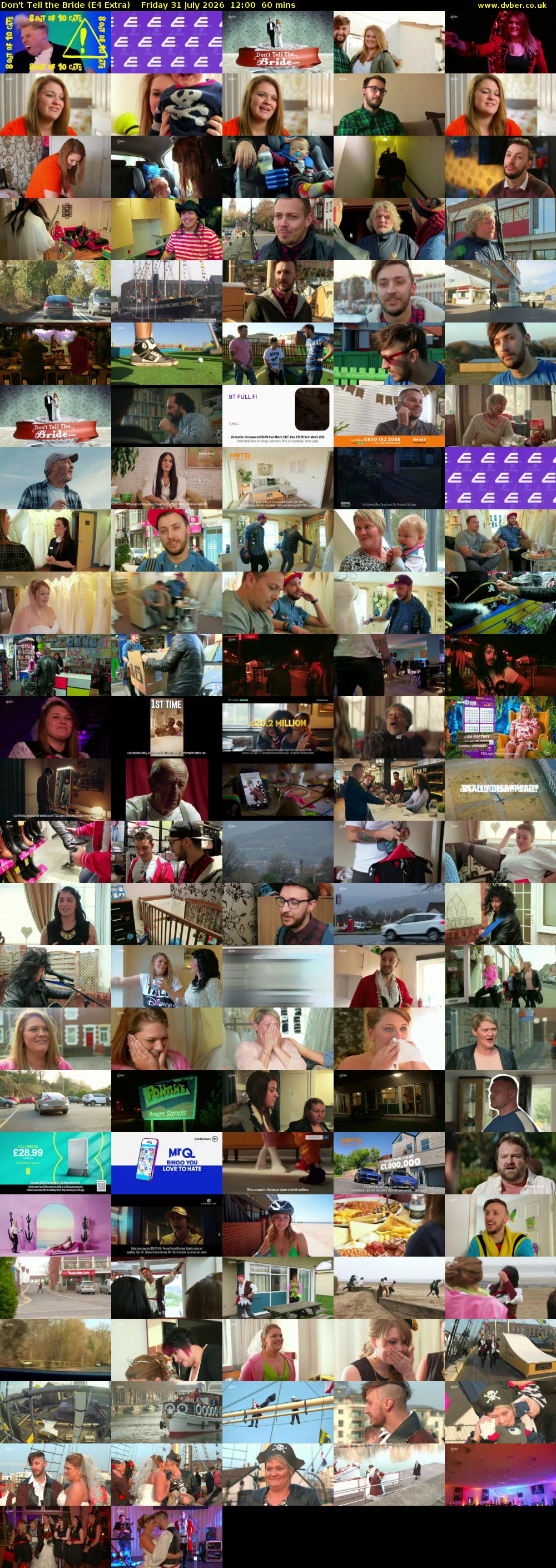Don't Tell the Bride (E4 Extra) Friday 31 July 2026 12:00 - 13:00