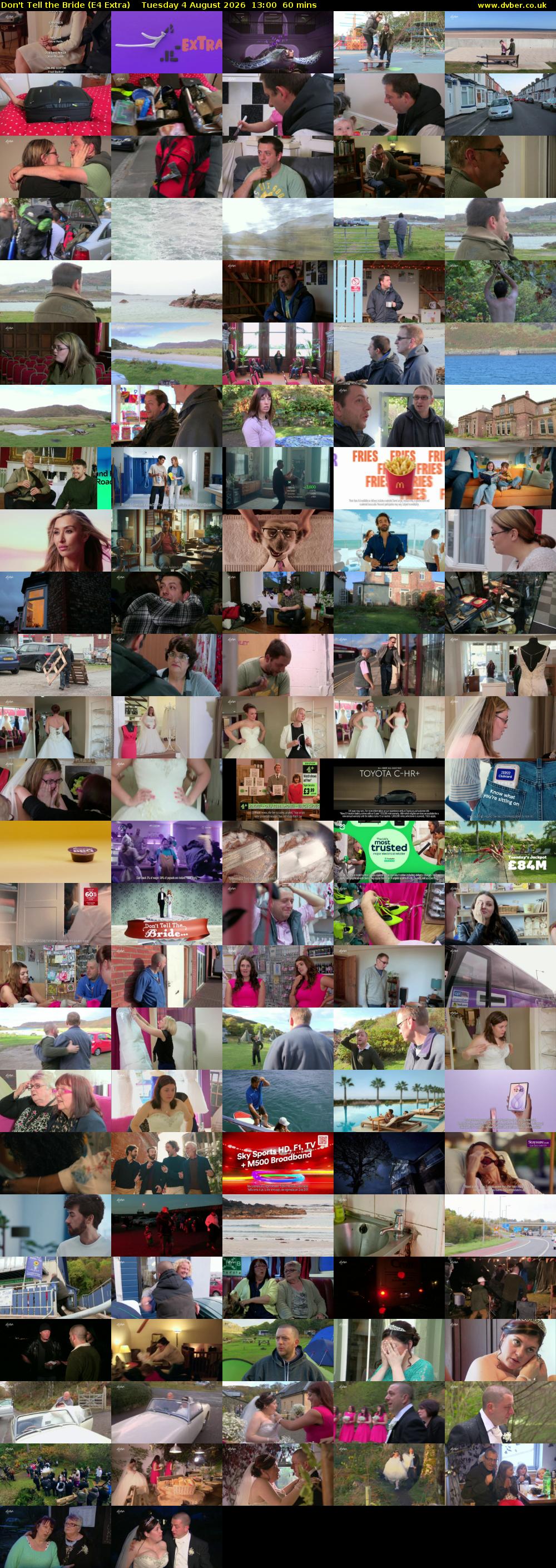 Don't Tell the Bride (E4 Extra) Tuesday 4 August 2026 13:00 - 14:00