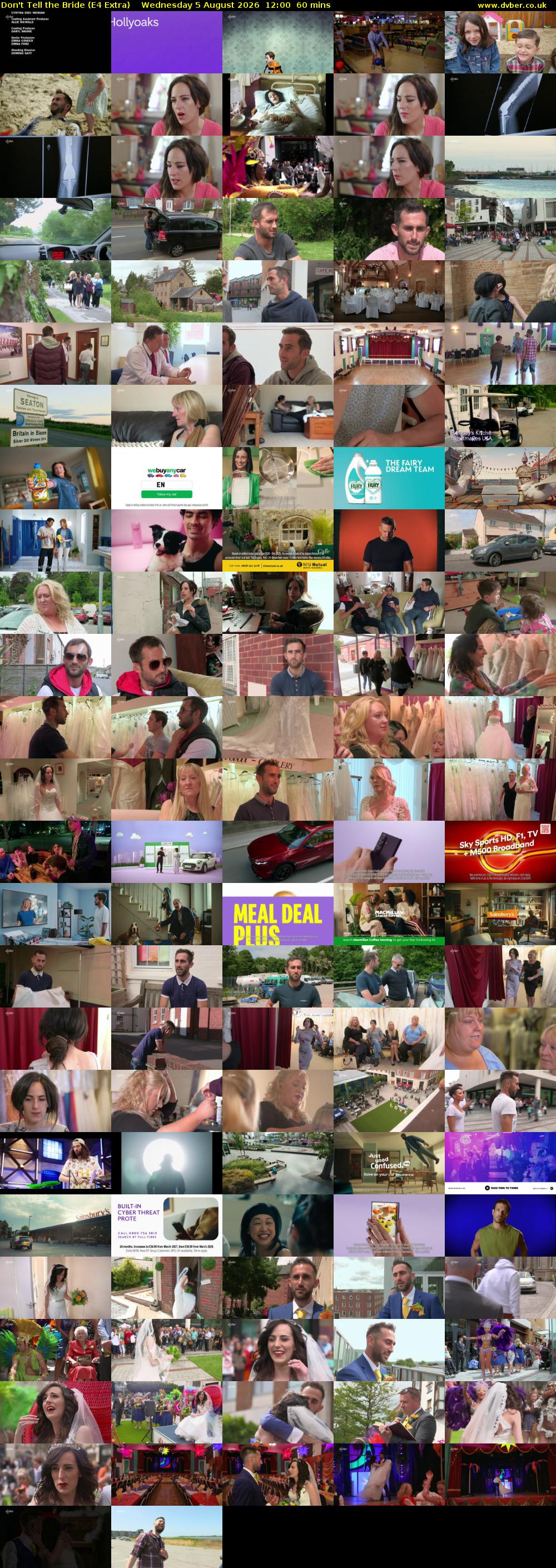 Don't Tell the Bride (E4 Extra) Wednesday 5 August 2026 12:00 - 13:00