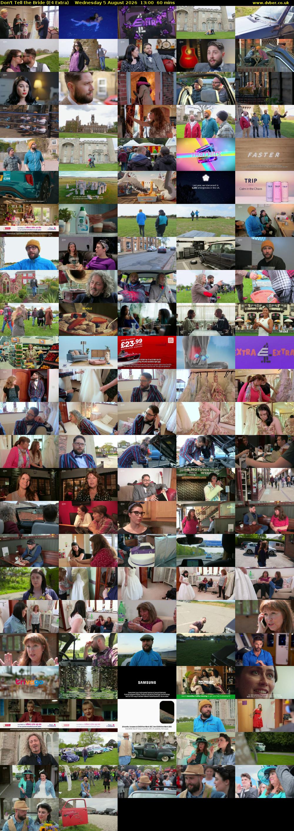 Don't Tell the Bride (E4 Extra) Wednesday 5 August 2026 13:00 - 14:00