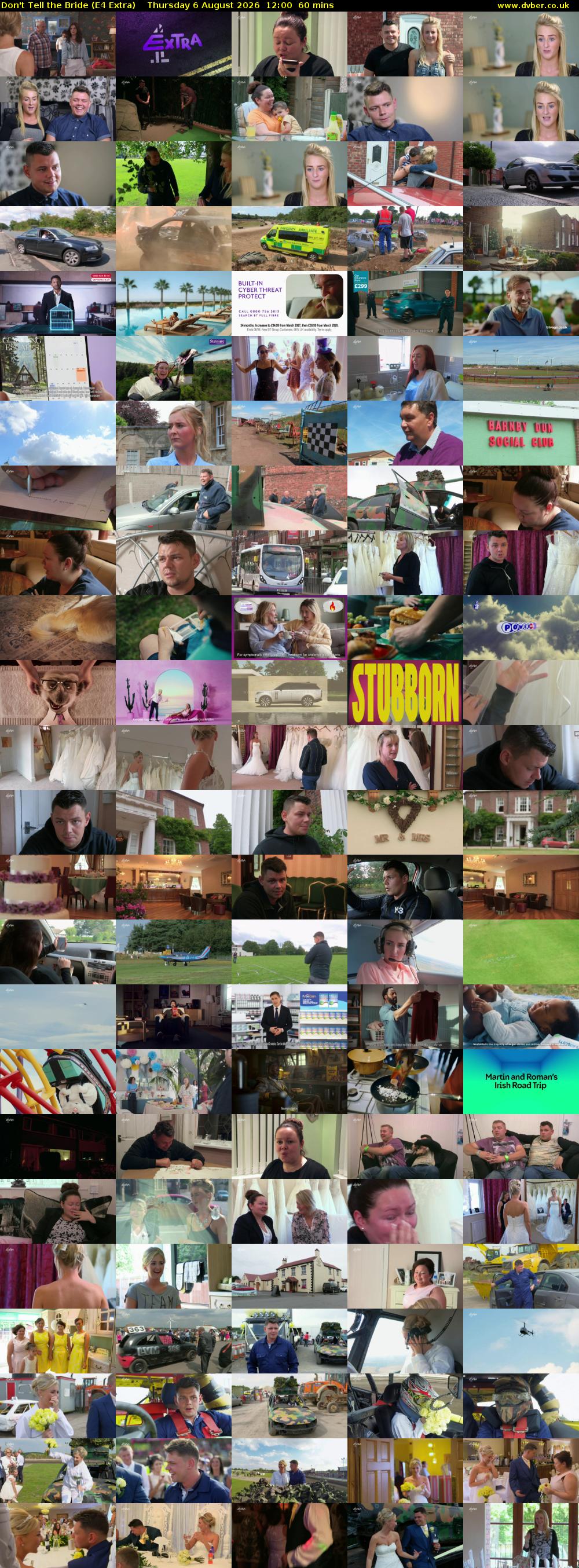 Don't Tell the Bride (E4 Extra) Thursday 6 August 2026 12:00 - 13:00