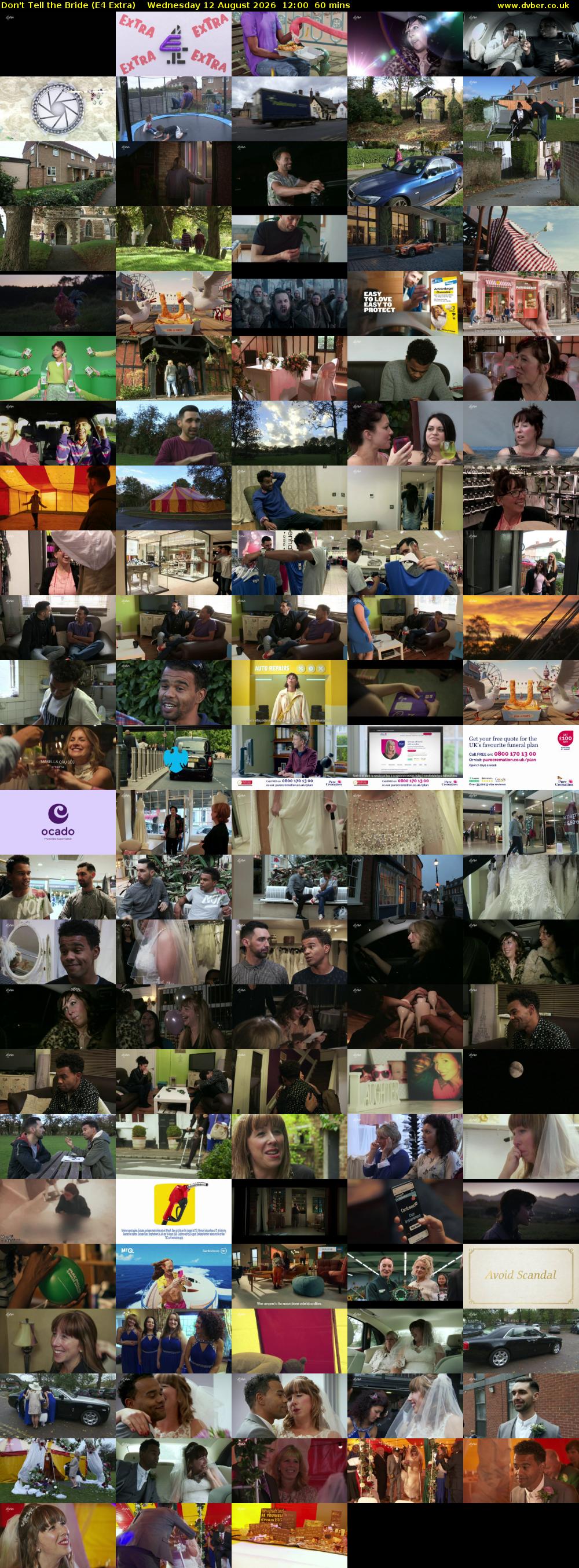 Don't Tell the Bride (E4 Extra) Wednesday 12 August 2026 12:00 - 13:00