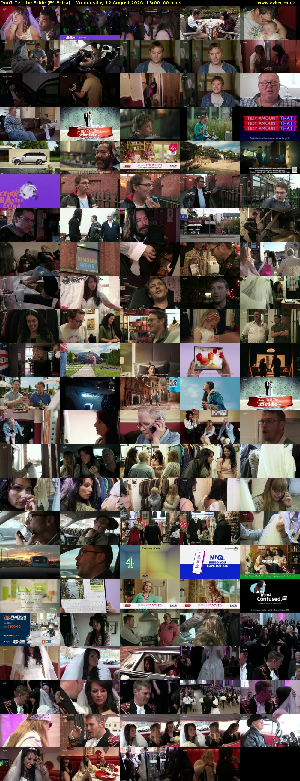 Don't Tell the Bride (E4 Extra) Wednesday 12 August 2026 13:00 - 14:00