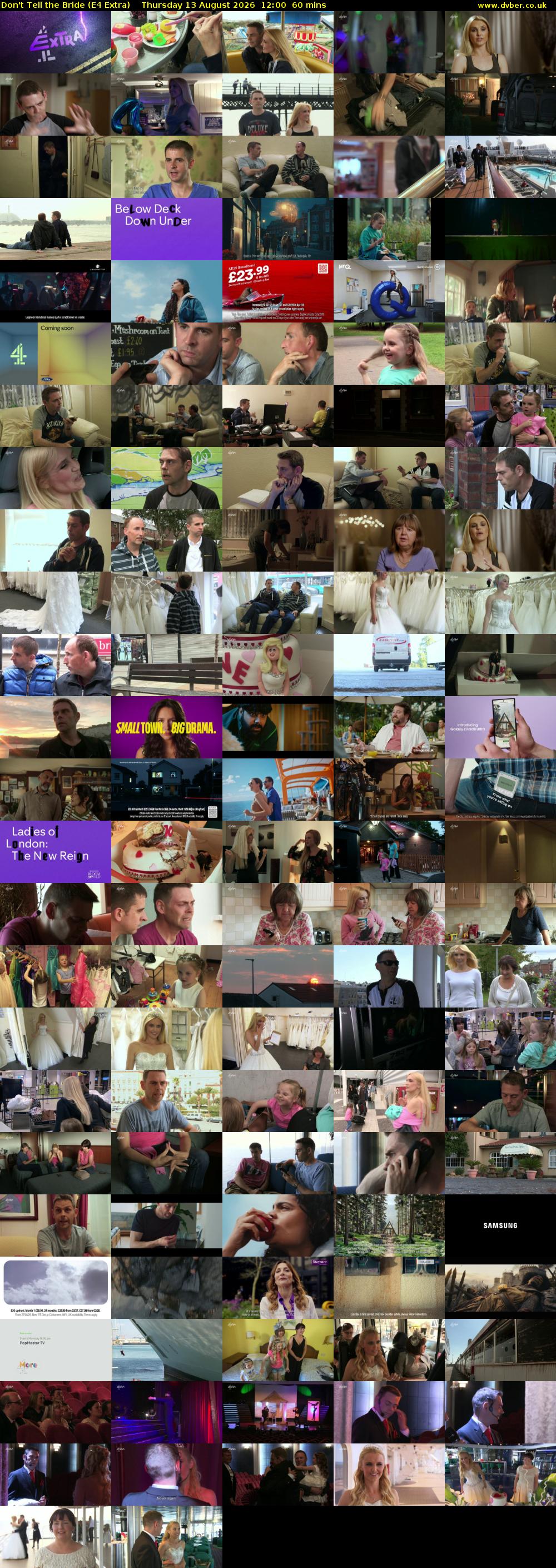 Don't Tell the Bride (E4 Extra) Thursday 13 August 2026 12:00 - 13:00