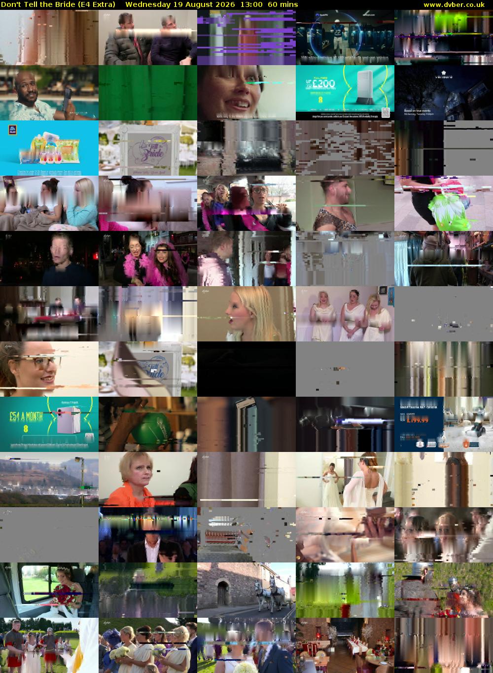 Don't Tell the Bride (E4 Extra) Wednesday 19 August 2026 13:00 - 14:00