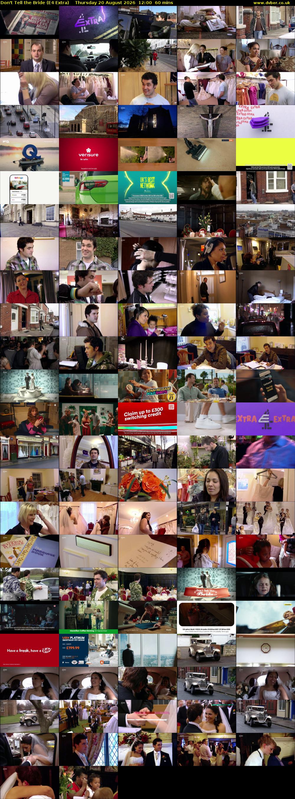 Don't Tell the Bride (E4 Extra) Thursday 20 August 2026 12:00 - 13:00