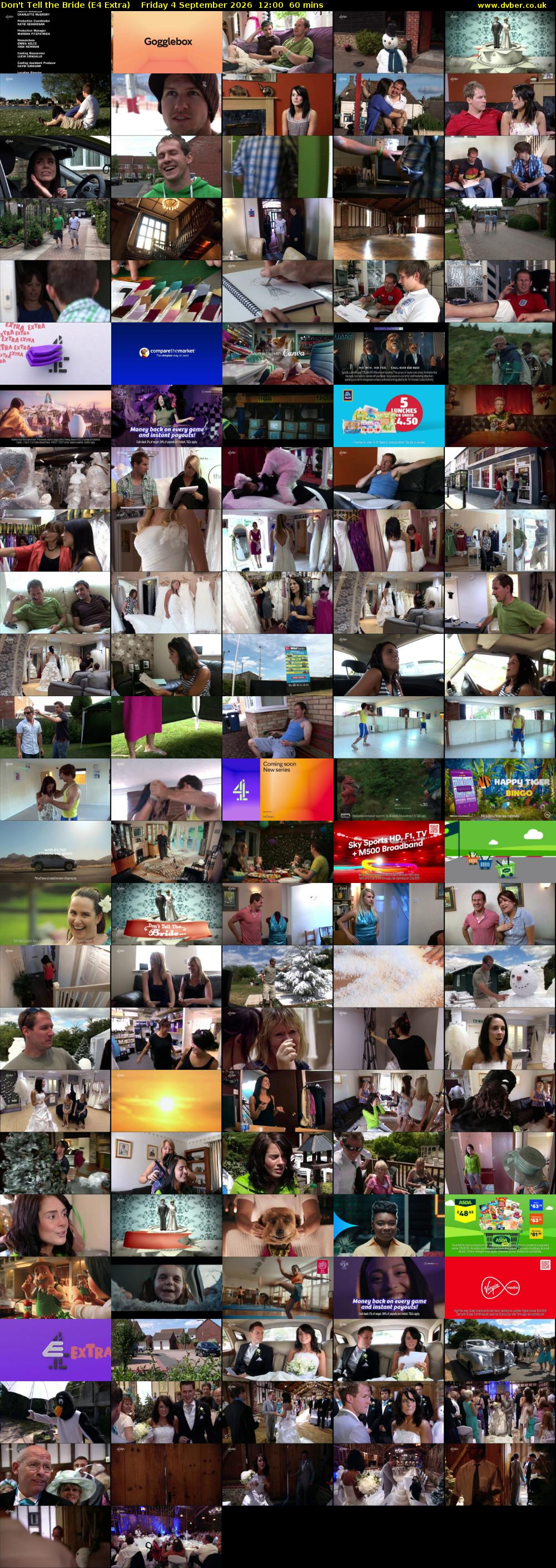 Don't Tell the Bride (E4 Extra) Friday 4 September 2026 12:00 - 13:00
