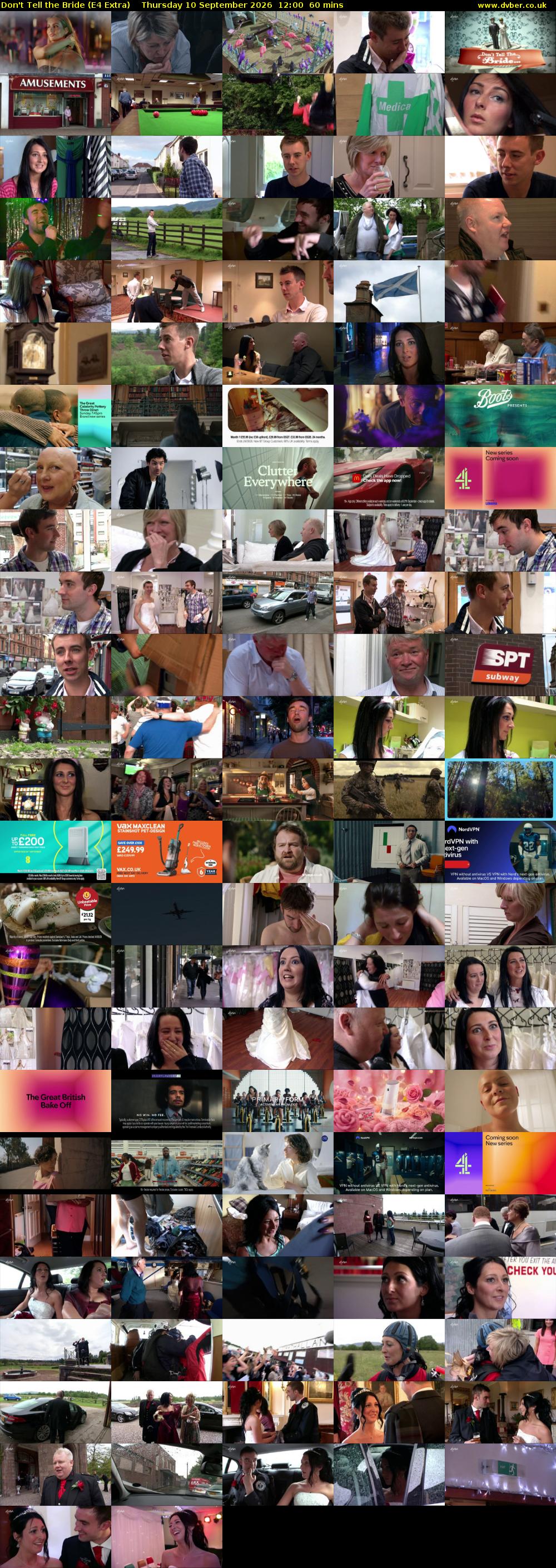 Don't Tell the Bride (E4 Extra) Thursday 10 September 2026 12:00 - 13:00