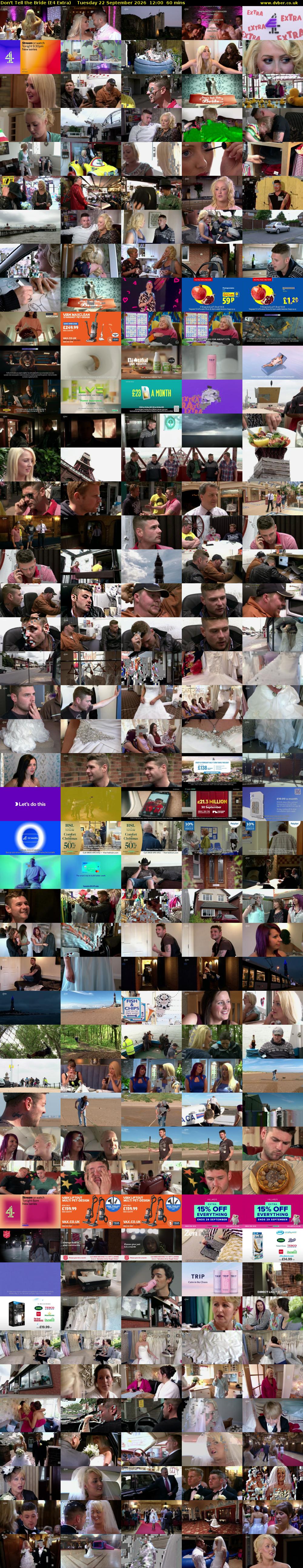 Don't Tell the Bride (E4 Extra) Tuesday 22 September 2026 12:00 - 13:00
