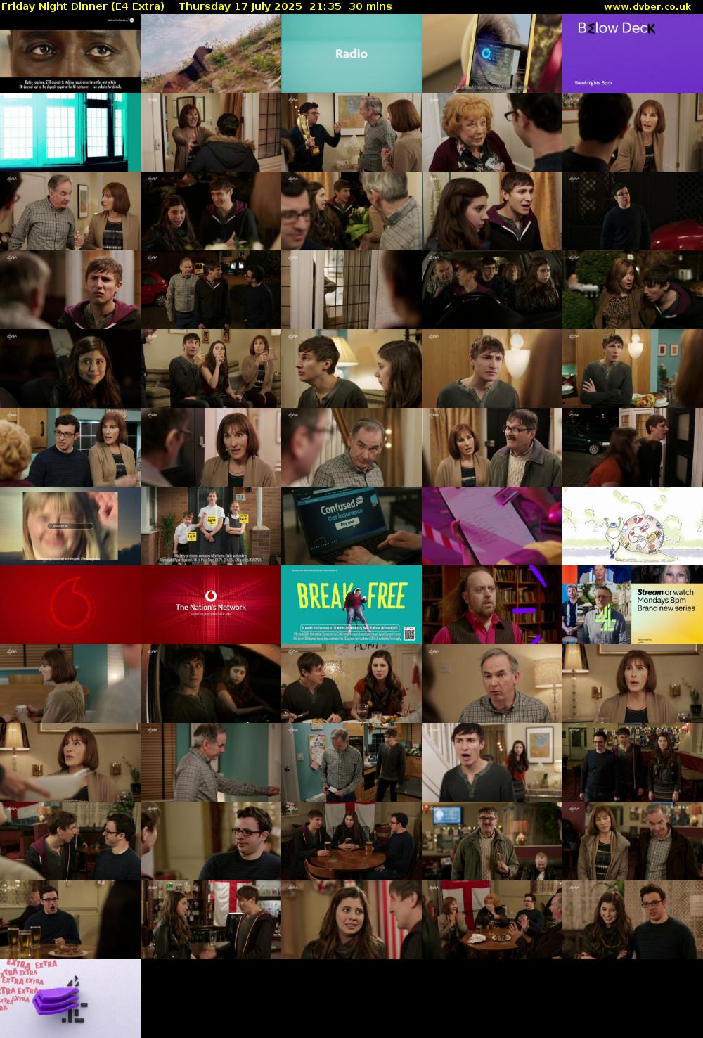 Friday Night Dinner (E4 Extra) Thursday 17 July 2025 21:35 - 22:05