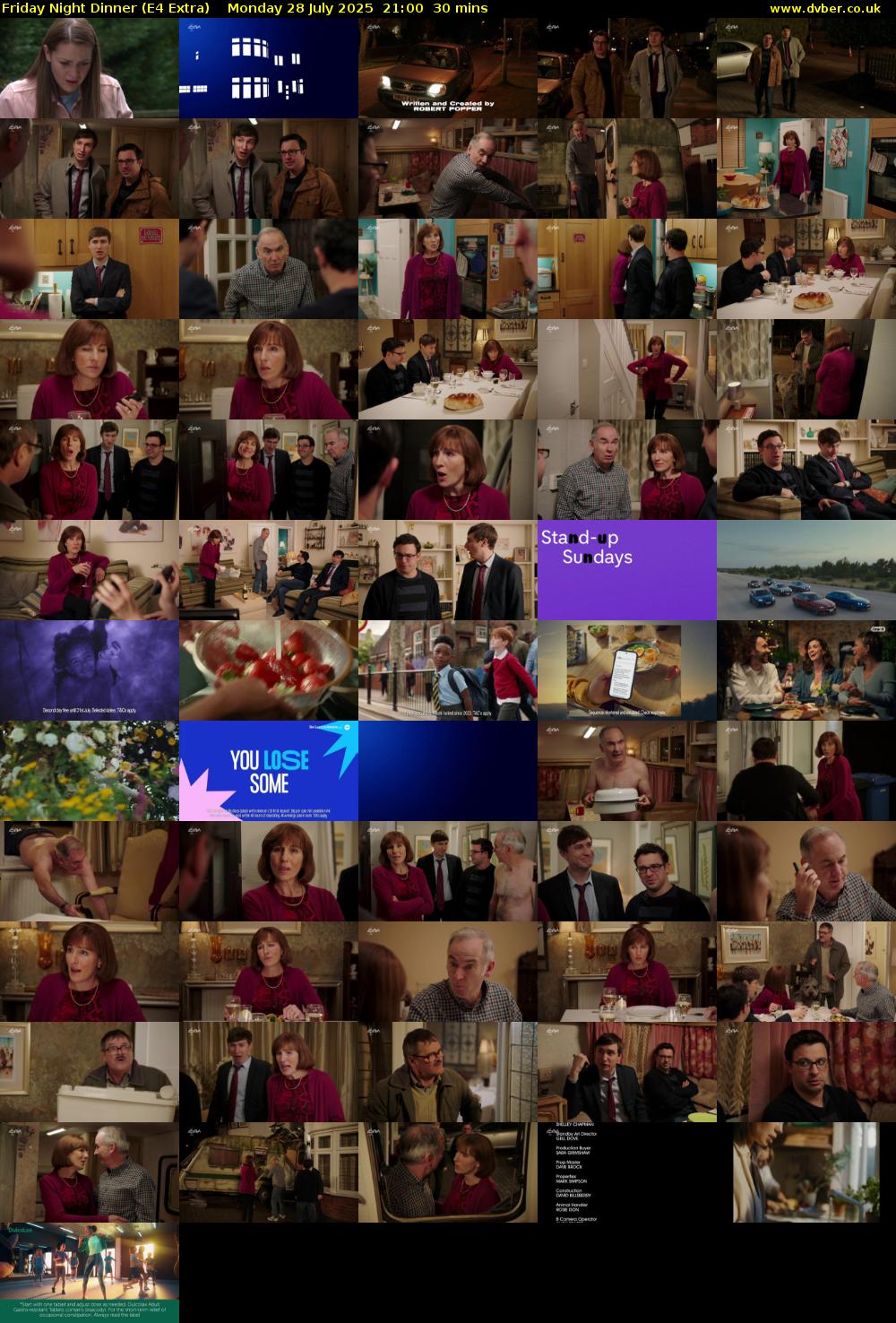 Friday Night Dinner (E4 Extra) Monday 28 July 2025 21:00 - 21:30
