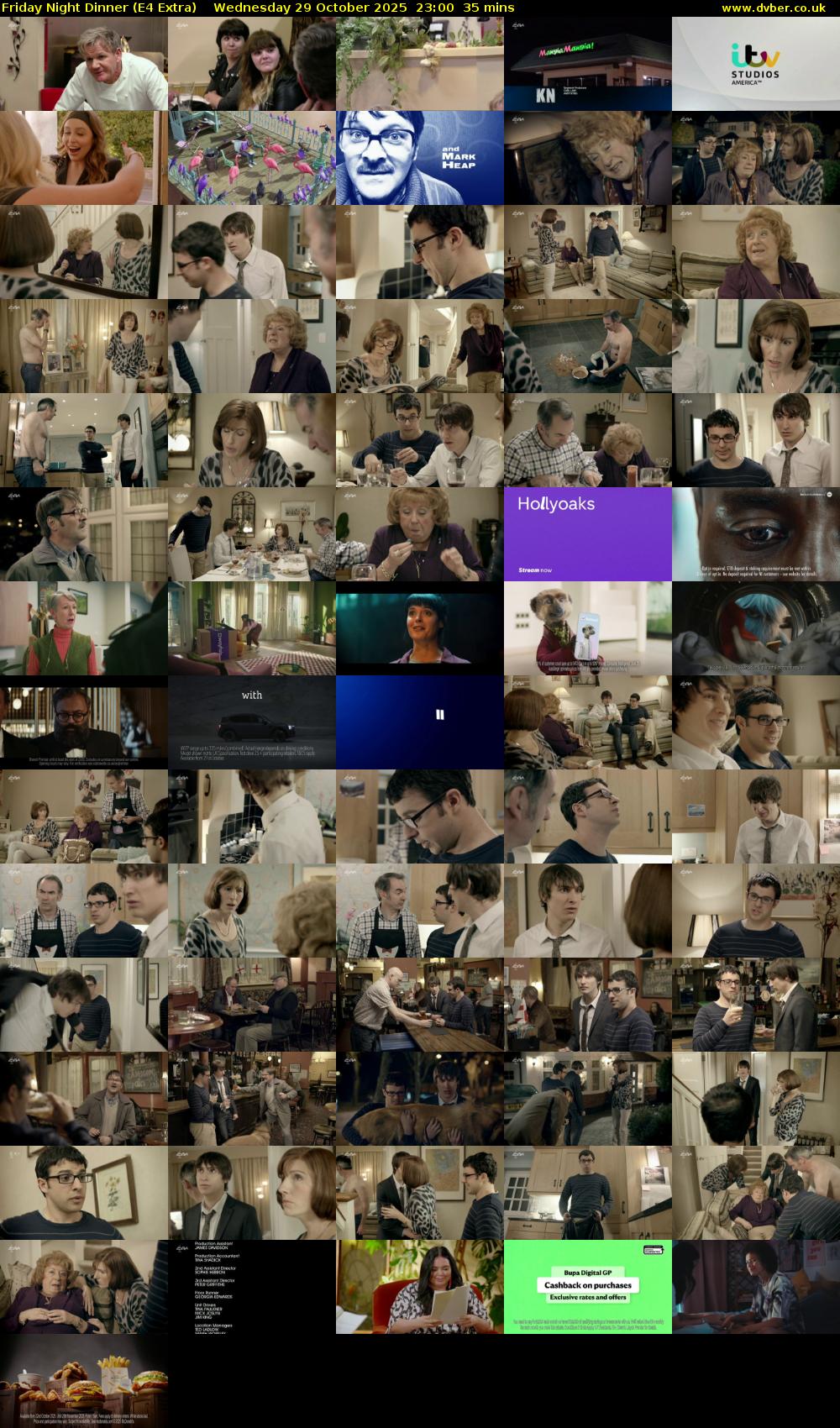 Friday Night Dinner (E4 Extra) Wednesday 29 October 2025 23:00 - 23:35