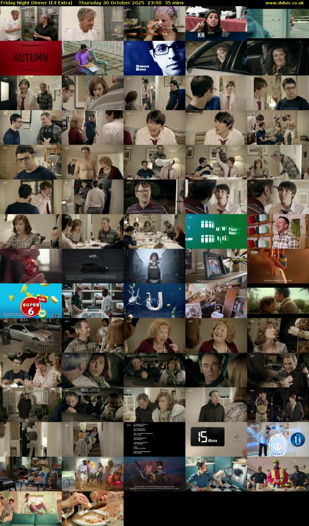 Friday Night Dinner (E4 Extra) Thursday 30 October 2025 23:00 - 23:35
