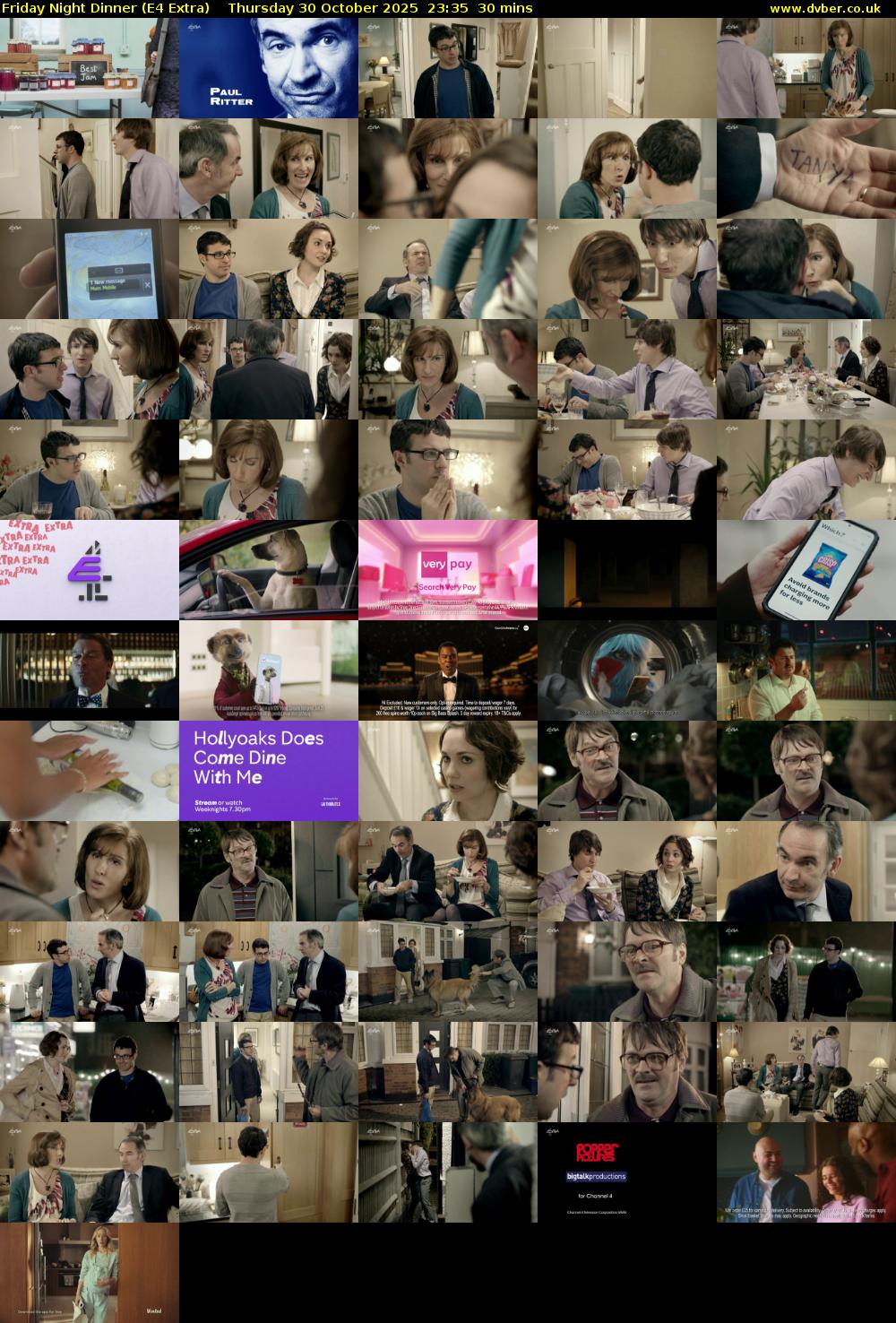 Friday Night Dinner (E4 Extra) Thursday 30 October 2025 23:35 - 00:05