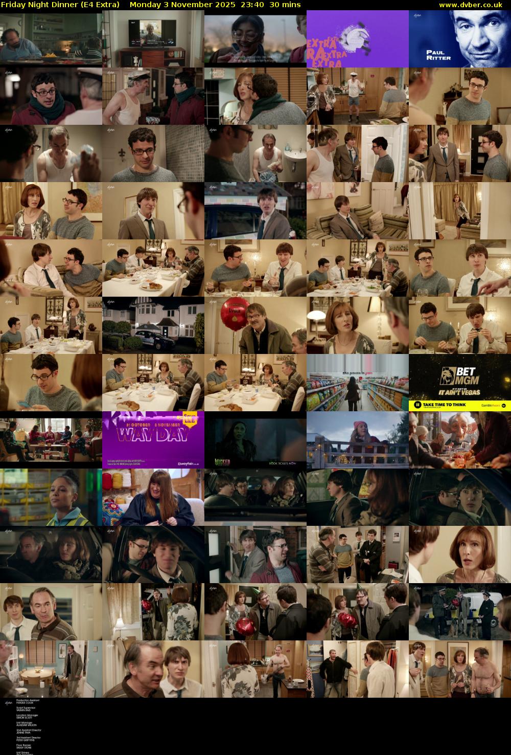 Friday Night Dinner (E4 Extra) Monday 3 November 2025 23:40 - 00:10