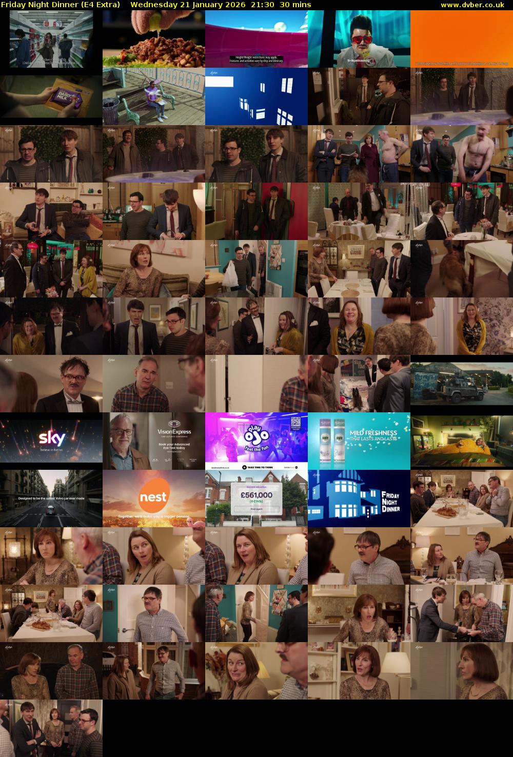 Friday Night Dinner (E4 Extra) Wednesday 21 January 2026 21:30 - 22:00