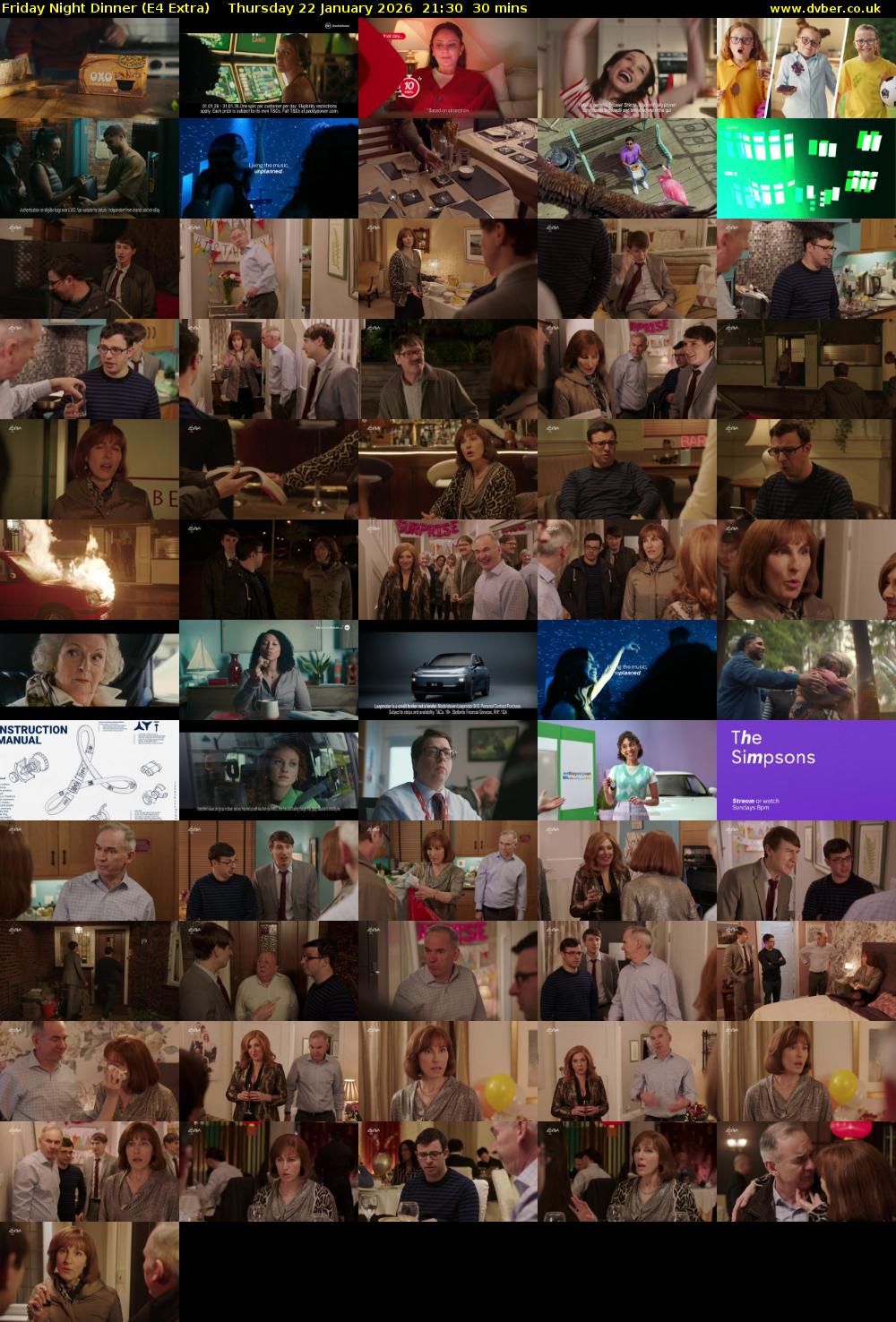 Friday Night Dinner (E4 Extra) Thursday 22 January 2026 21:30 - 22:00