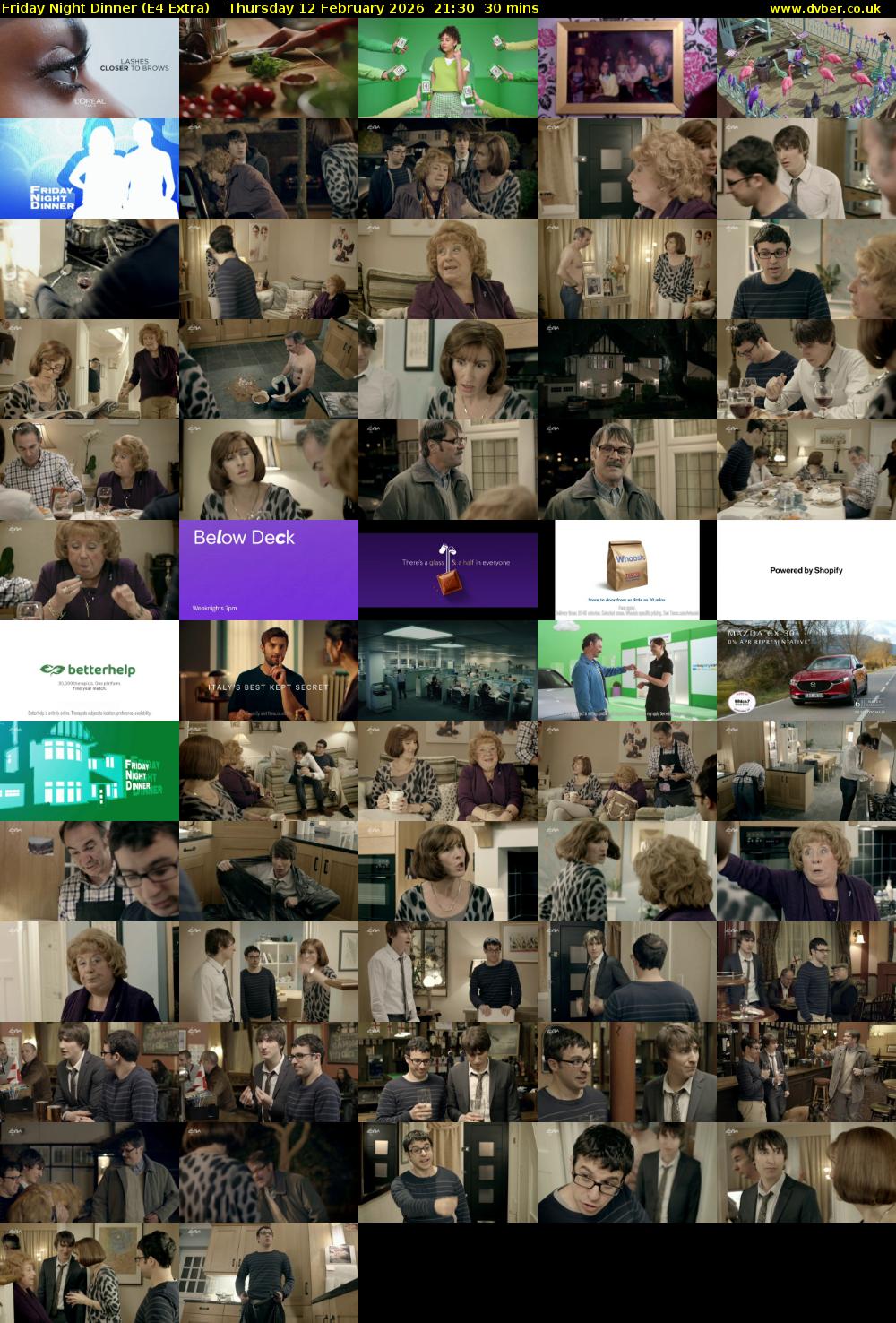 Friday Night Dinner (E4 Extra) Thursday 12 February 2026 21:30 - 22:00