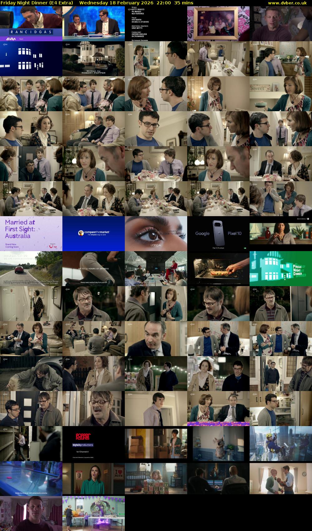 Friday Night Dinner (E4 Extra) Wednesday 18 February 2026 22:00 - 22:35