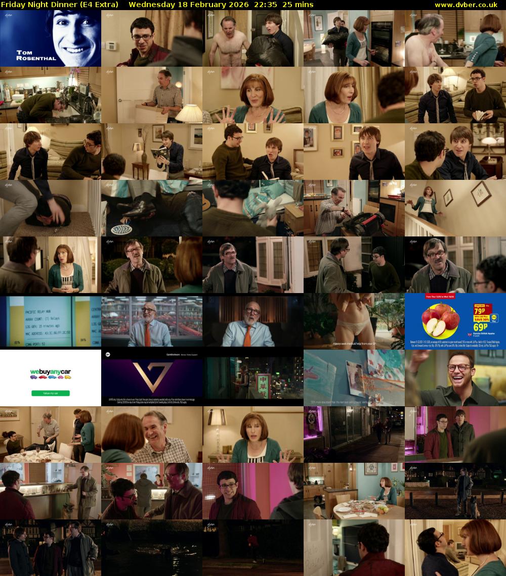 Friday Night Dinner (E4 Extra) Wednesday 18 February 2026 22:35 - 23:00