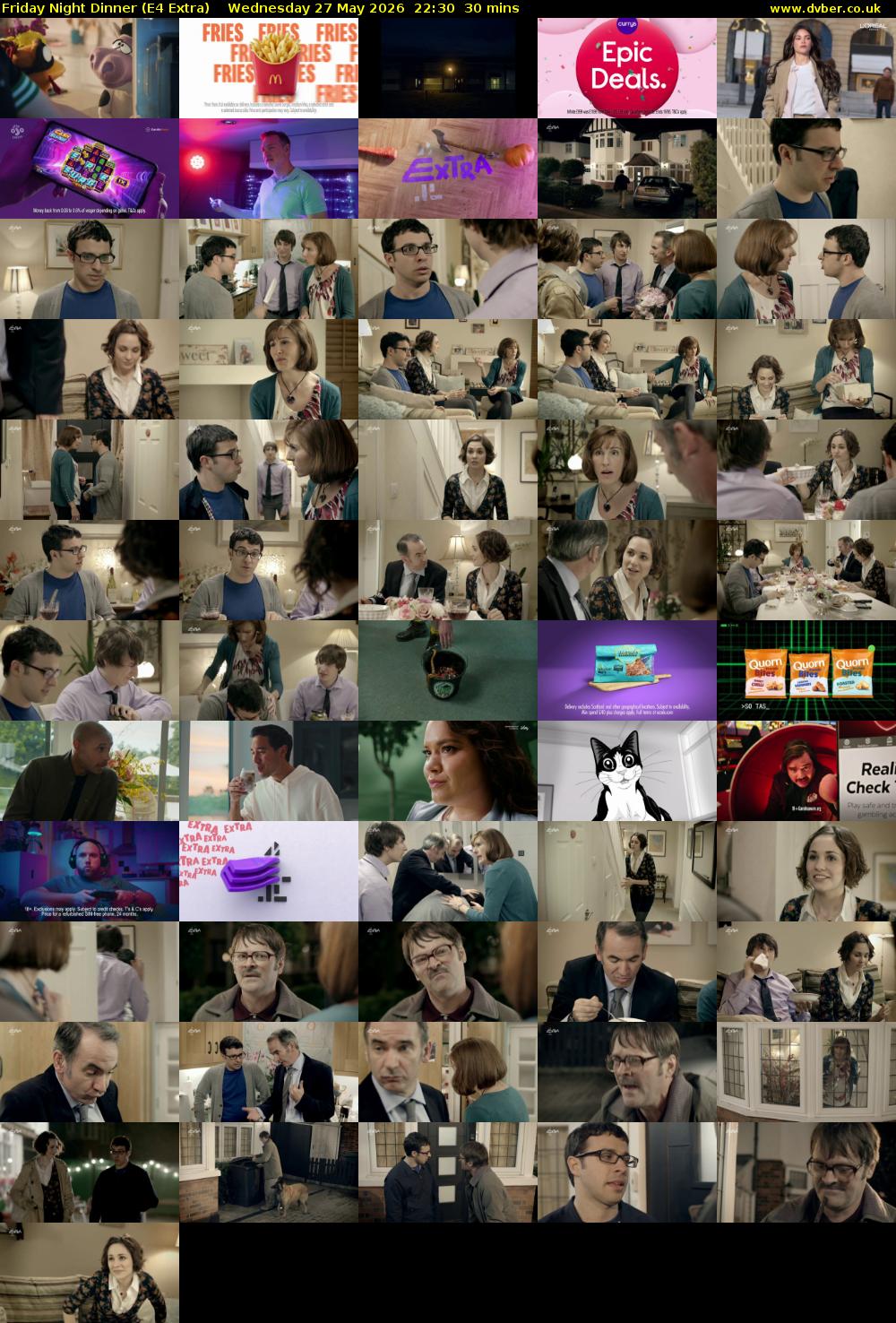 Friday Night Dinner (E4 Extra) Wednesday 27 May 2026 22:30 - 23:00