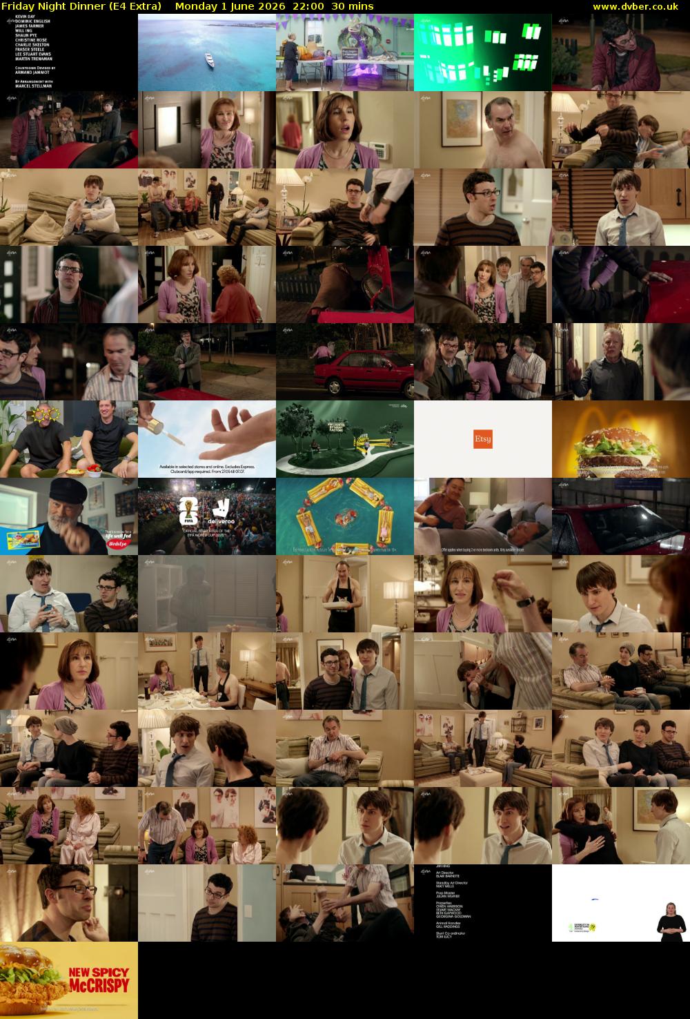 Friday Night Dinner (E4 Extra) Monday 1 June 2026 22:00 - 22:30
