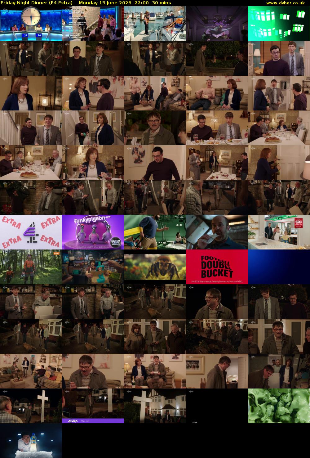 Friday Night Dinner (E4 Extra) Monday 15 June 2026 22:00 - 22:30