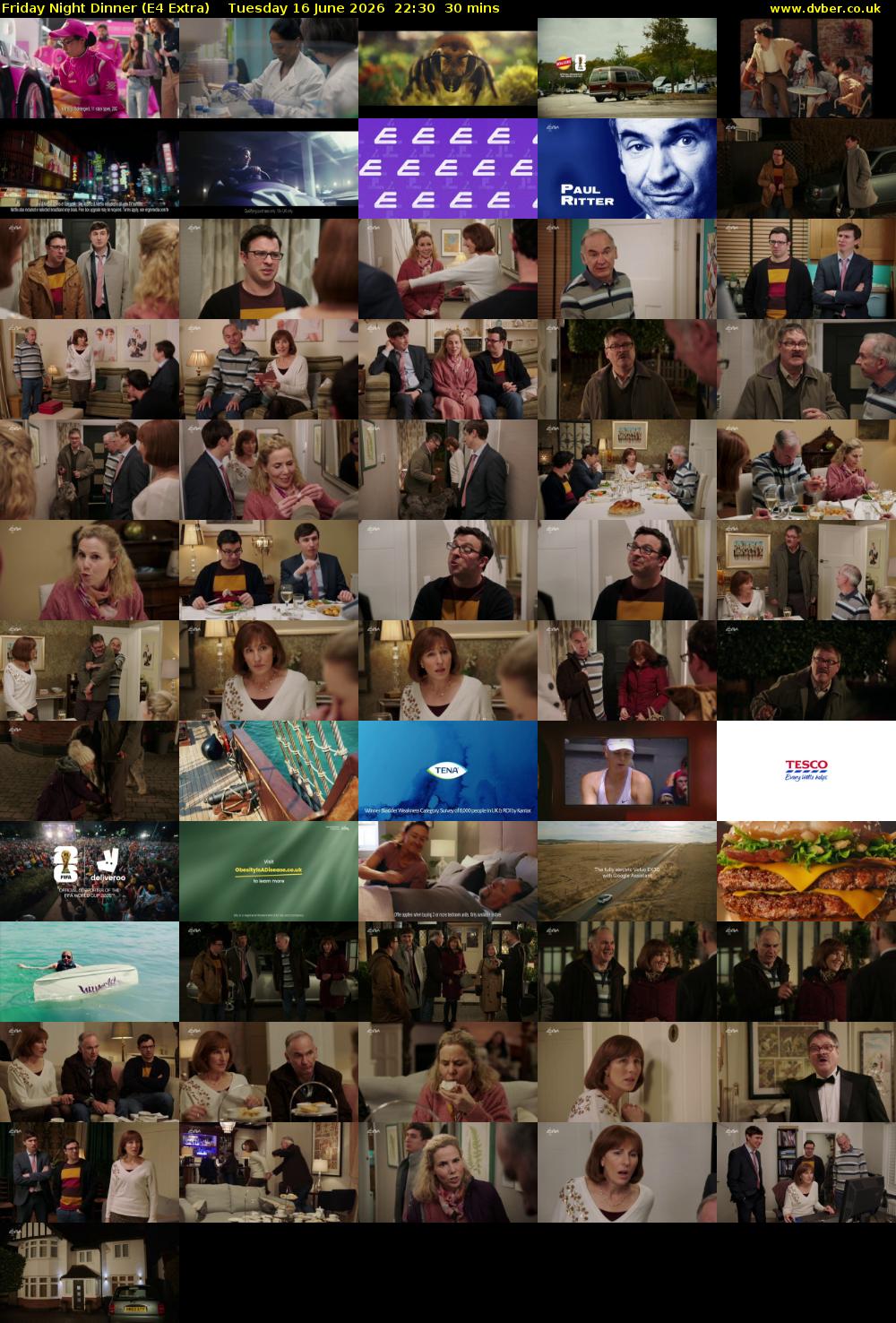 Friday Night Dinner (E4 Extra) Tuesday 16 June 2026 22:30 - 23:00