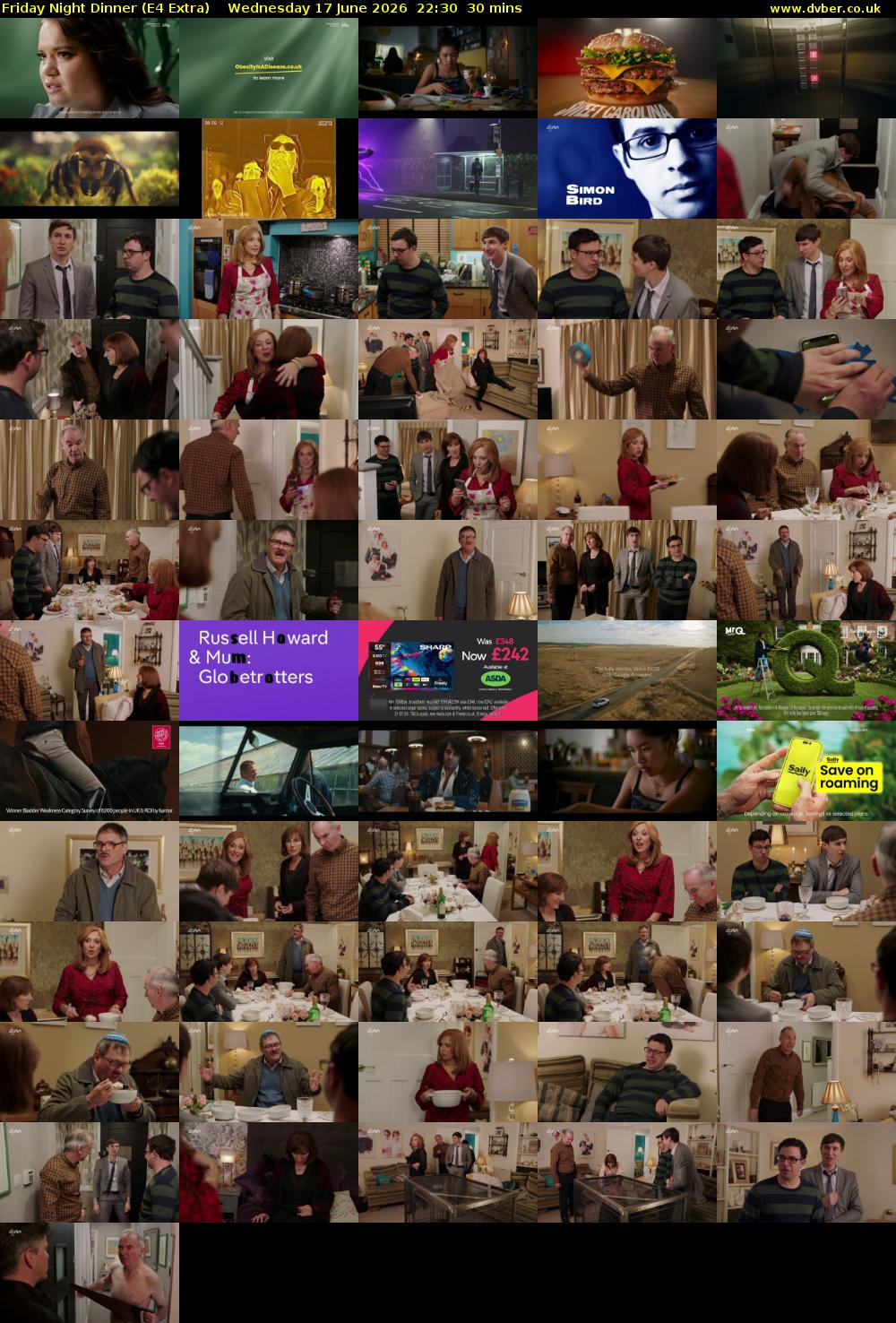 Friday Night Dinner (E4 Extra) Wednesday 17 June 2026 22:30 - 23:00