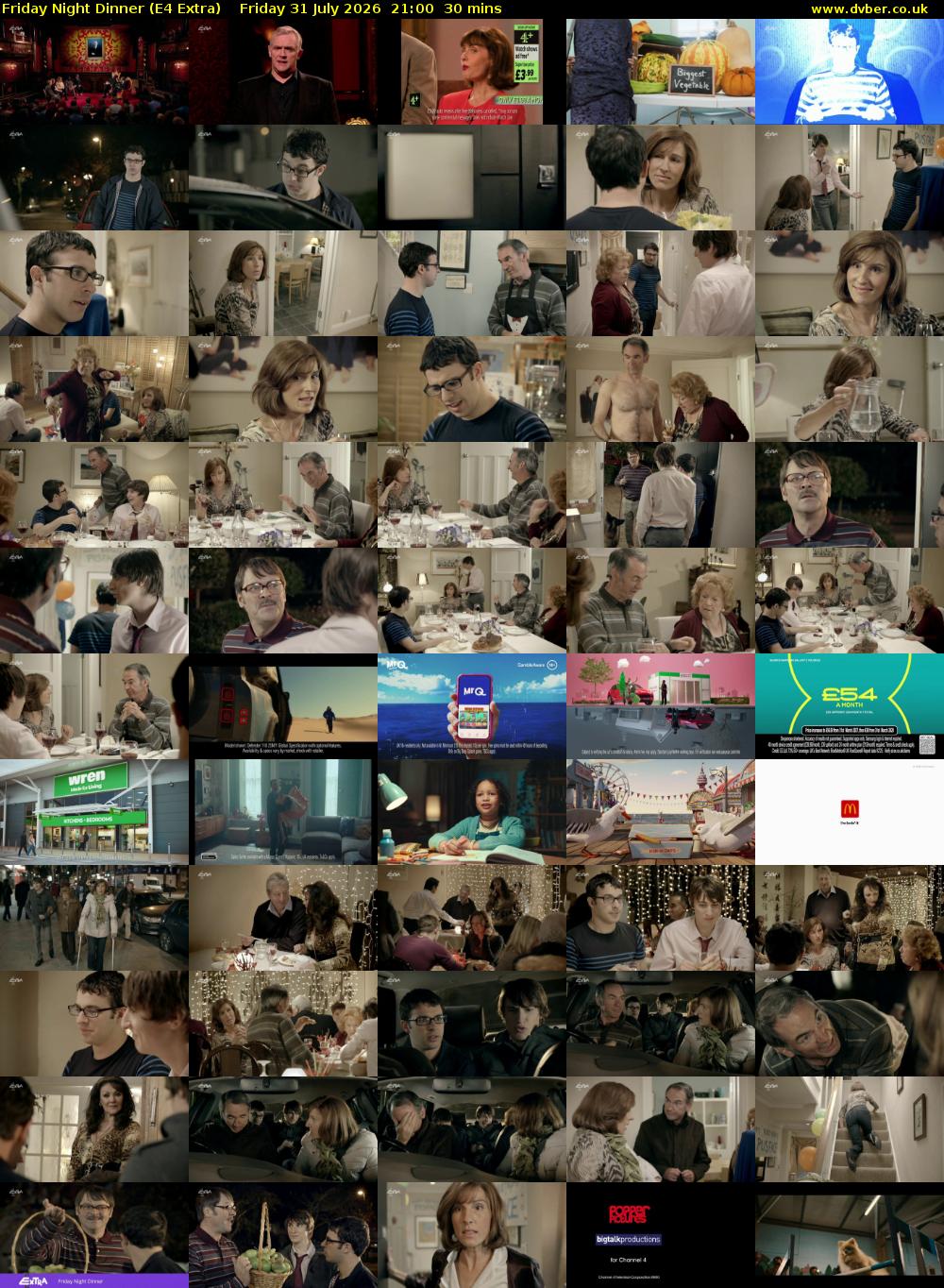 Friday Night Dinner (E4 Extra) Friday 31 July 2026 21:00 - 21:30