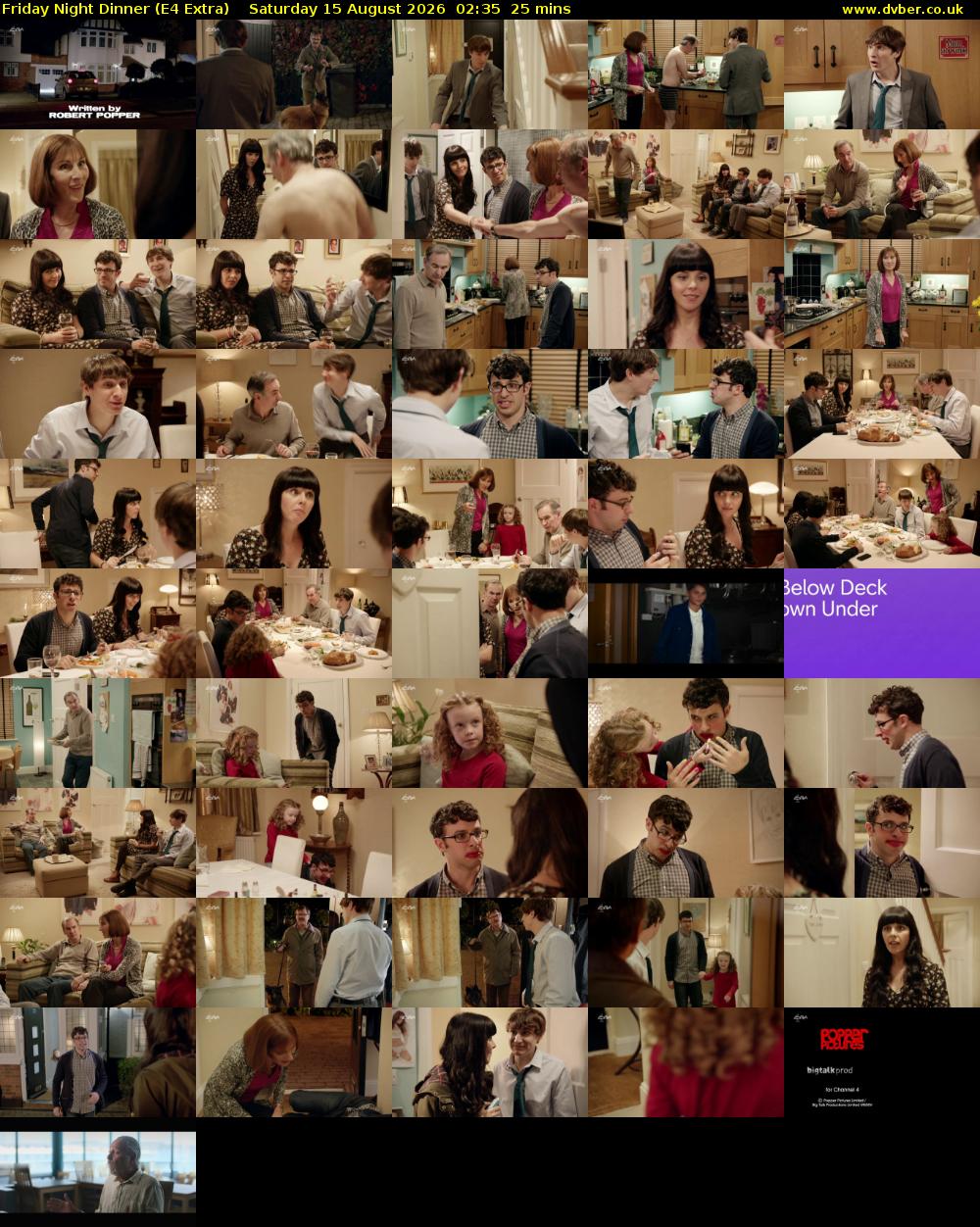 Friday Night Dinner (E4 Extra) Saturday 15 August 2026 02:35 - 03:00
