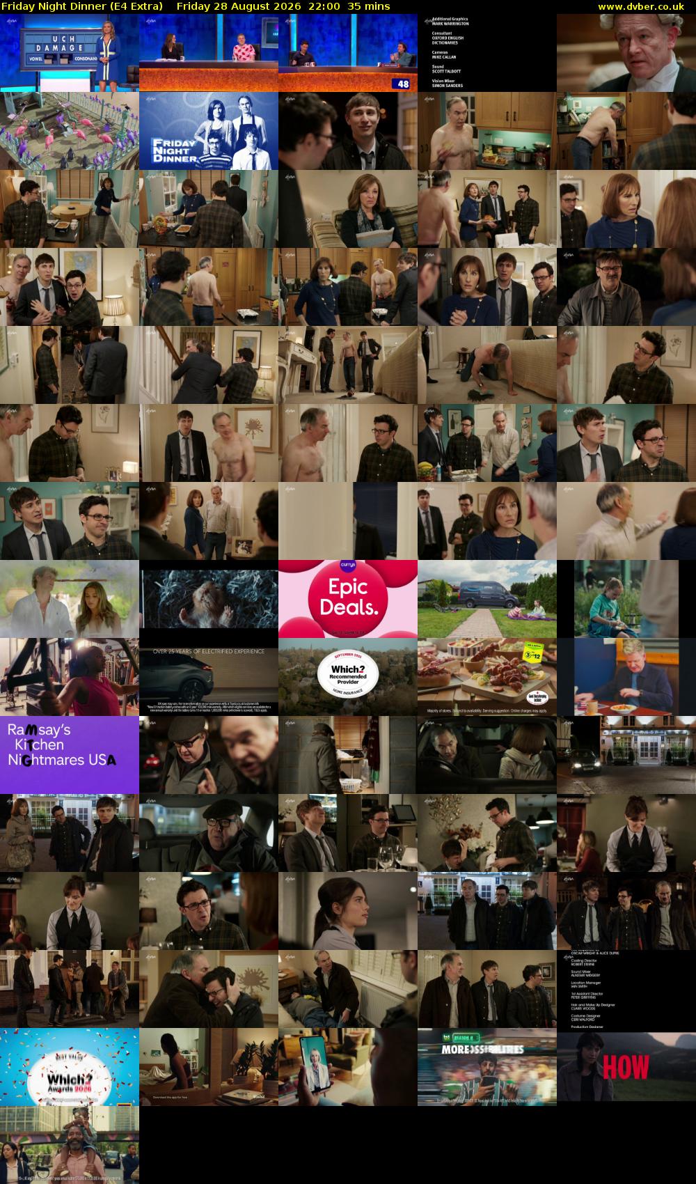 Friday Night Dinner (E4 Extra) Friday 28 August 2026 22:00 - 22:35