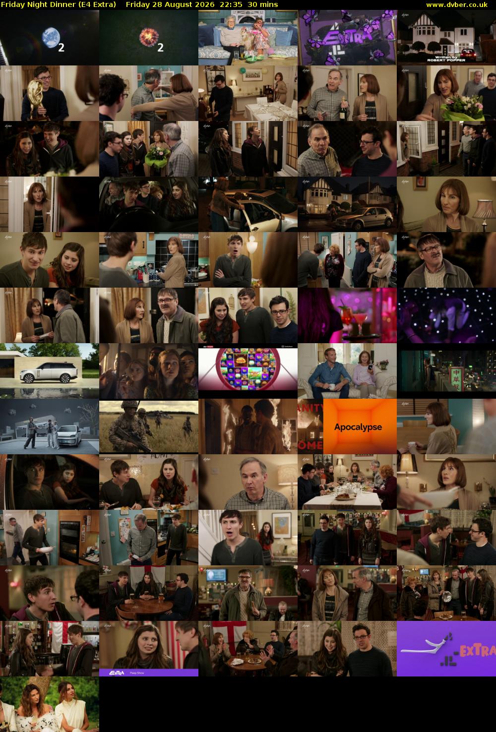 Friday Night Dinner (E4 Extra) Friday 28 August 2026 22:35 - 23:05