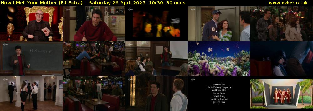 How I Met Your Mother (E4 Extra) Saturday 26 April 2025 10:30 - 11:00