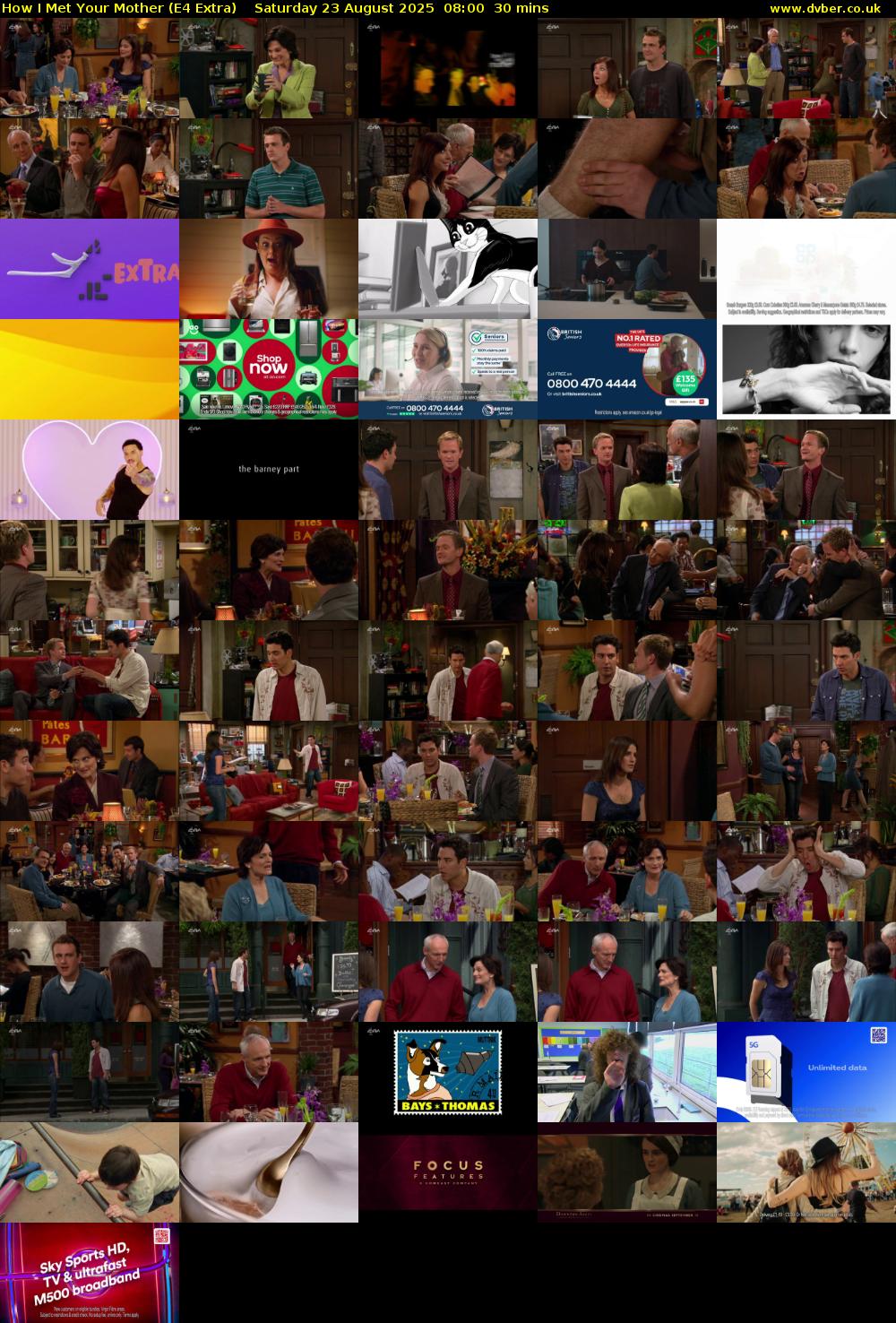 How I Met Your Mother (E4 Extra) Saturday 23 August 2025 08:00 - 08:30