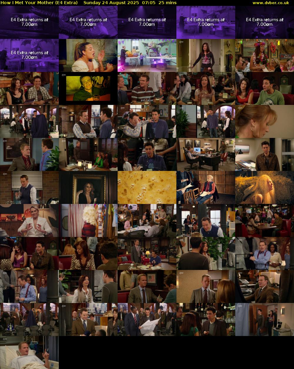 How I Met Your Mother (E4 Extra) Sunday 24 August 2025 07:05 - 07:30