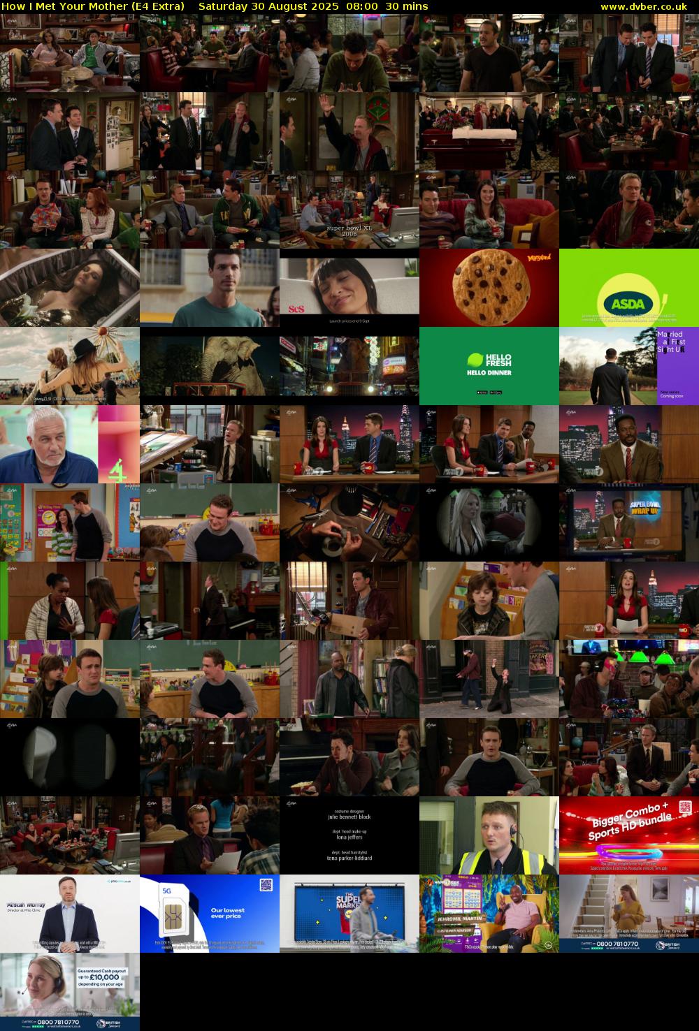 How I Met Your Mother (E4 Extra) Saturday 30 August 2025 08:00 - 08:30
