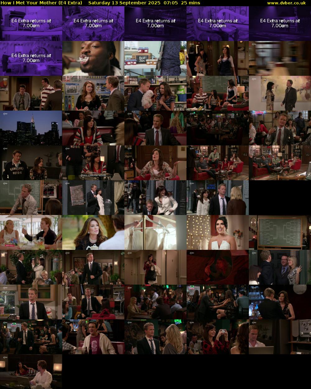 How I Met Your Mother (E4 Extra) Saturday 13 September 2025 07:05 - 07:30
