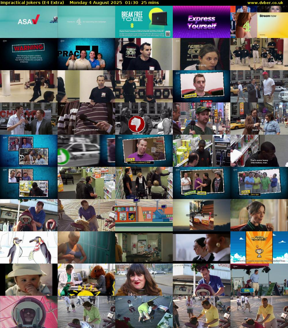 Impractical Jokers (E4 Extra) Monday 4 August 2025 01:30 - 01:55