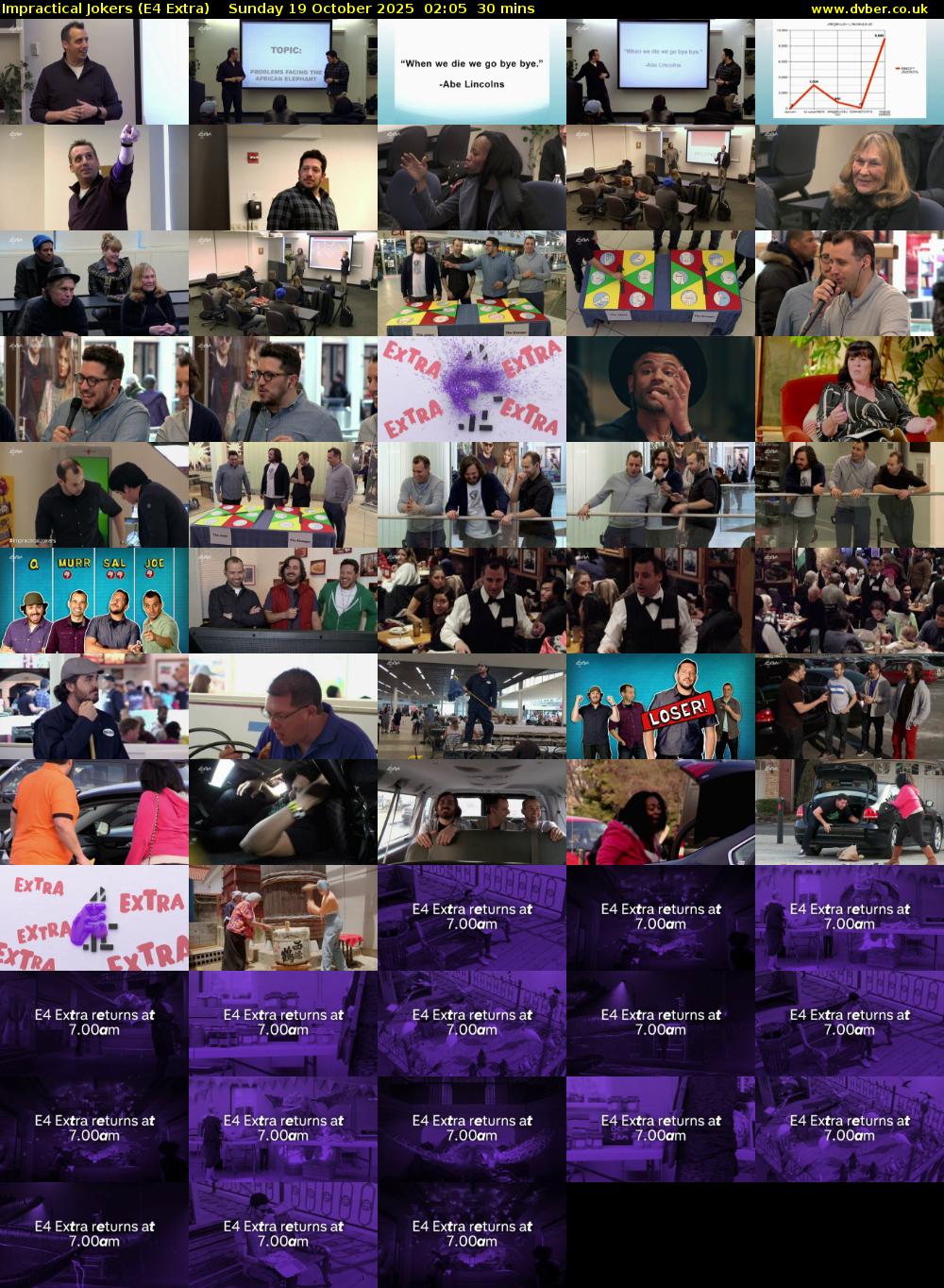 Impractical Jokers (E4 Extra) Sunday 19 October 2025 02:05 - 02:35