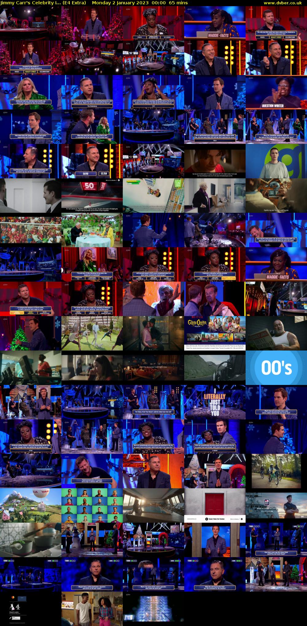 Jimmy Carr's Celebrity I... (E4 Extra) Monday 2 January 2023 00:00 - 01:05