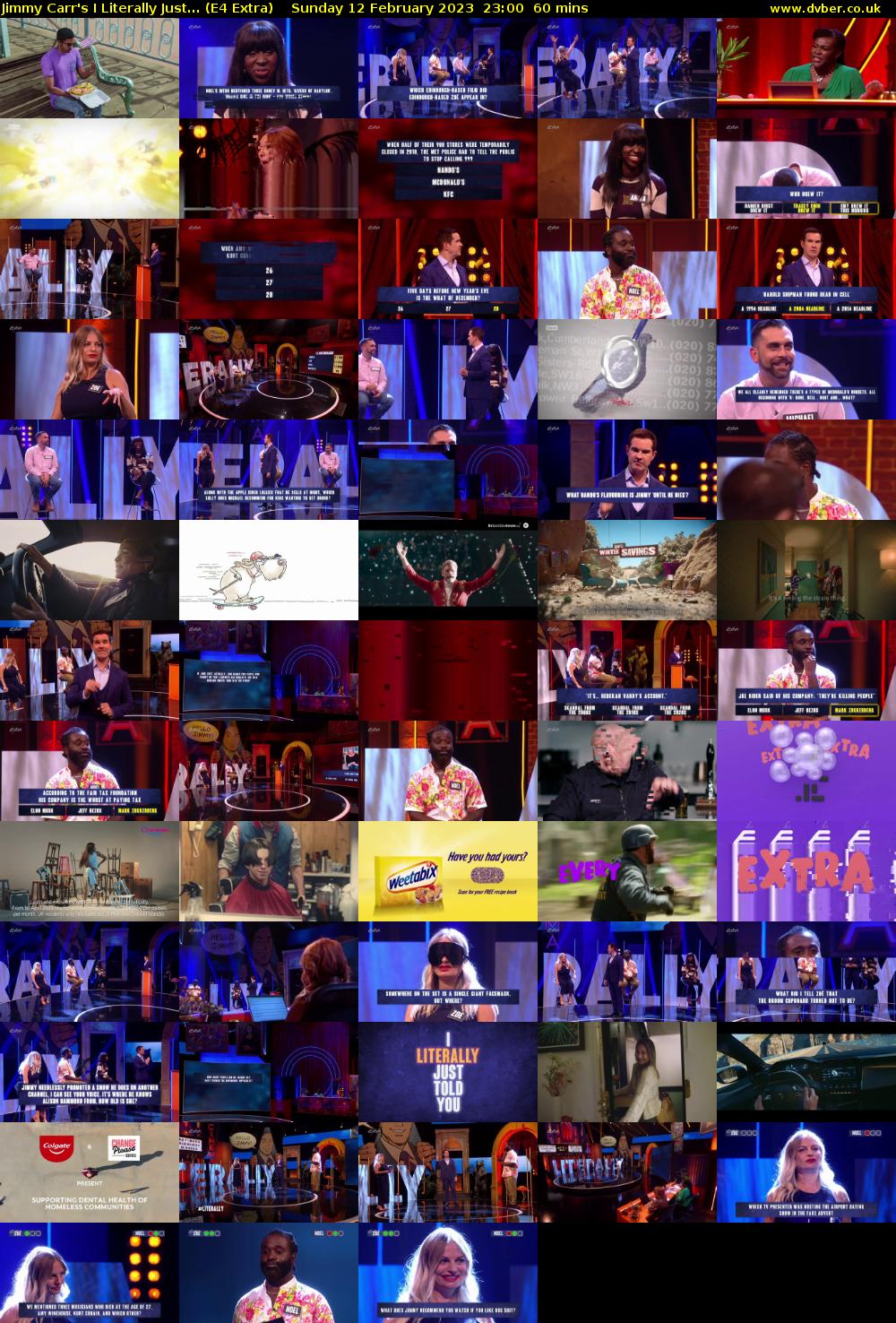 Jimmy Carr's I Literally Just... (E4 Extra) Sunday 12 February 2023 23:00 - 00:00