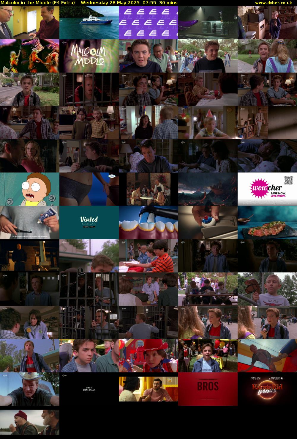 Malcolm in the Middle (E4 Extra) Wednesday 28 May 2025 07:55 - 08:25